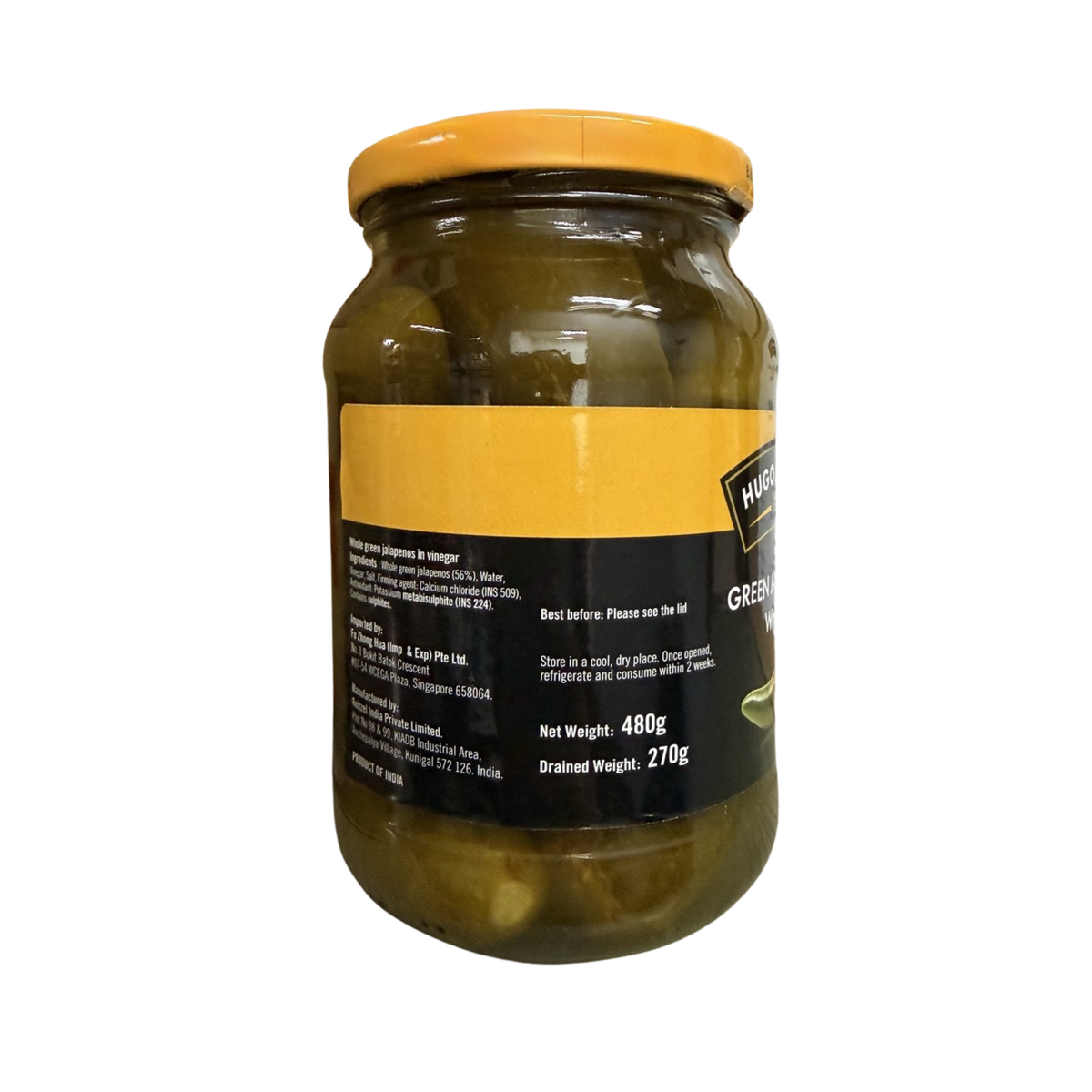 Hugo Reitzel Green Jalapenos Whole 480g